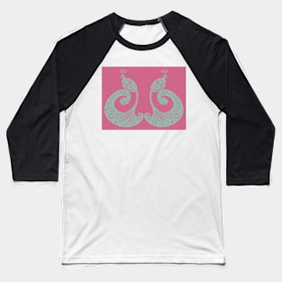 Be Proud - Perfectly Peacocks - Pink/Aqua Baseball T-Shirt